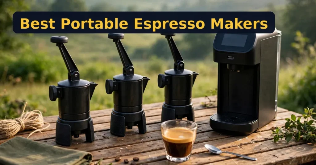 Best portable espresso makers on Amazon compared on a camping table