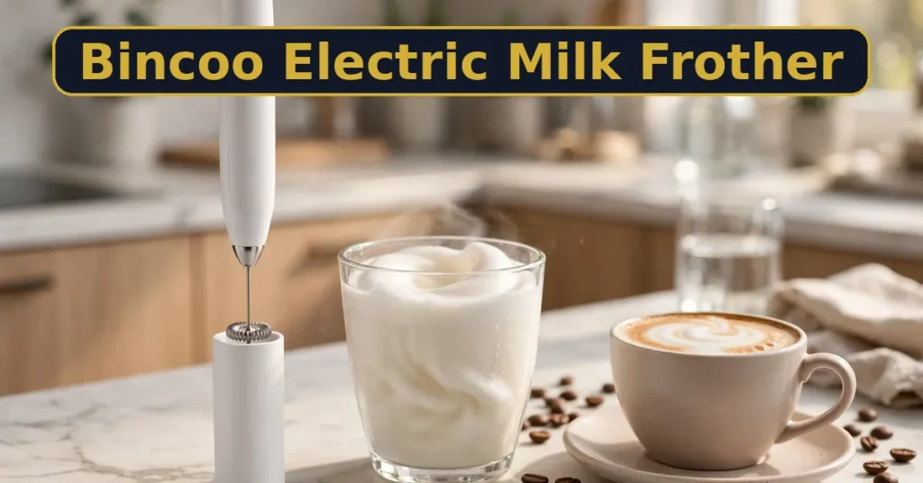 electric milk frother review — Bincoo handheld frother with frothed milk and cappuccino