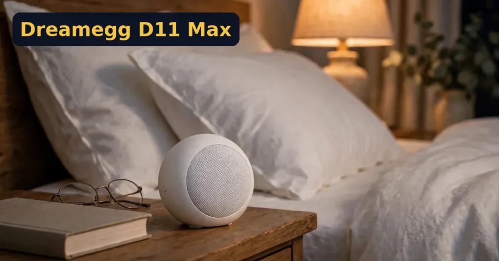 Dreamegg D11 Max review - white noise machine on a bedside table