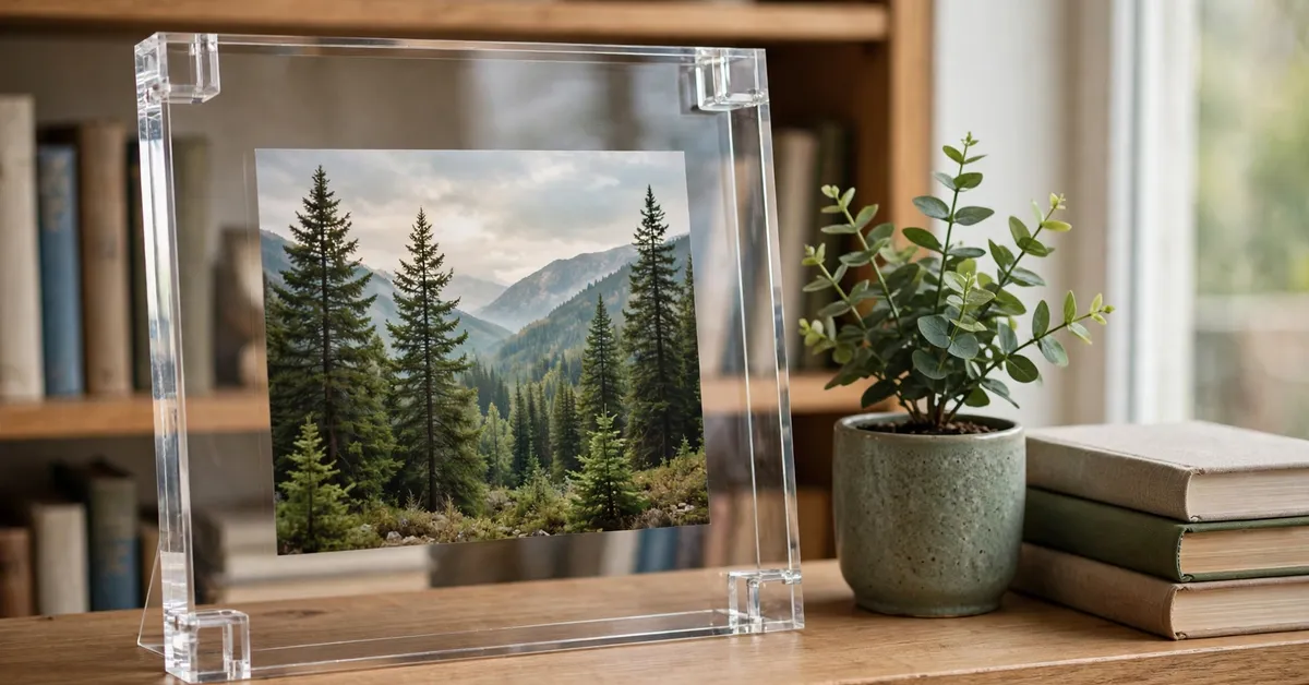 Single Egofine acrylic picture frame on a shelf