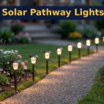 ILANCK Solar Pathway Lights review - warm white solar stake lights glowing along a garden walkway at dusk