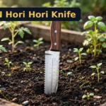 PERWIN hori hori garden knife review — soil knife in a garden bed