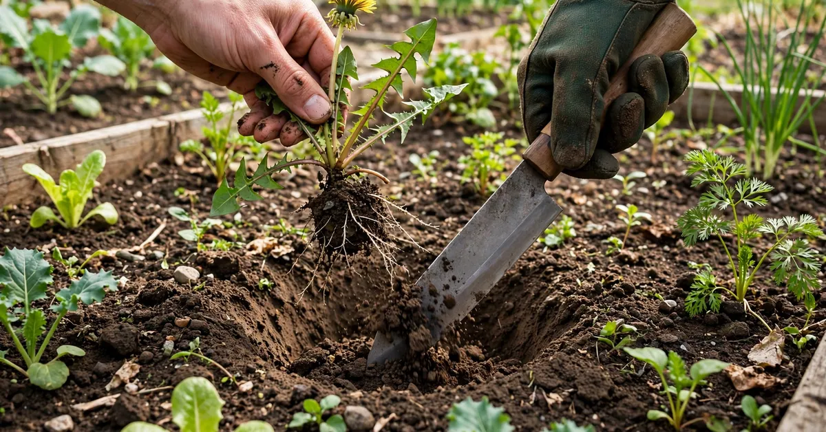 PERWIN hori hori garden knife in use — digging and transplanting in the garden