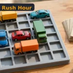 ThinkFun Rush Hour review - red car on a traffic grid surrounded by blocking cars and trucks
