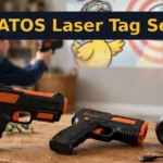 VATOS Laser Tag Set Review: $48.99 Projector Duck-Hunt Game — Honest Verdict VATOS CSTAG laser tag set review — 2 infrared guns and projector on a coffee table